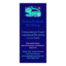 Cute Kitty Sitting Purrfectly Pet sitting rack car Full Colour Rack Card