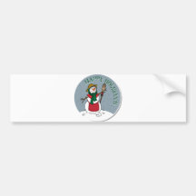 Cute Lady Snowman Round Design Bumper Sticker
