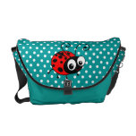 Cute ladybug polka dot blue bag messenger bag