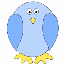Cute Light Blue Bird Cartoon. Photo Cutout