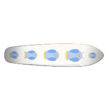 Cute Light Blue Bird Cartoon. Skate Deck