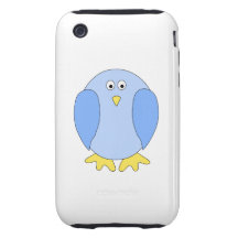 Cute Light Blue Bird Cartoon. Tough iPhone 3 Cover