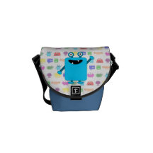 Cute Light Blue Cartoon Monster Commuter Bags