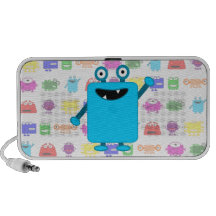 Cute Light Blue Cartoon Monster Travelling Speaker