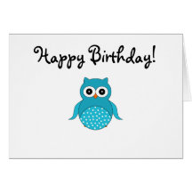 Cute light blue owl greeting card