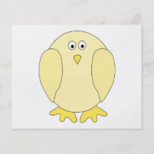 Cute Light Yellow Bird. Cartoon Chick. Full Color Flyer