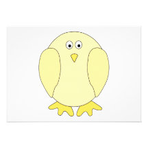 Cute Light Yellow Bird. Cartoon Chick. Custom Announcement