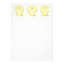 Cute Light Yellow Bird. Cartoon Chick. Custom Announcement