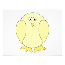 Cute Light Yellow Bird. Cartoon Chick. Custom Invitations