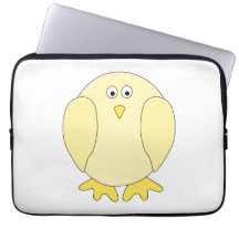 Cute Light Yellow Bird. Cartoon Chick. Laptop Computer Sleeve