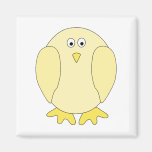 Cute Light Yellow Bird. Cartoon Chick. Fridge Magnets