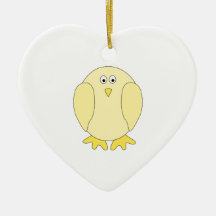 Cute Light Yellow Bird. Cartoon Chick. Christmas Tree Ornament