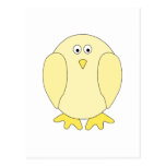 Cute Light Yellow Bird. Cartoon Chick. Postcard