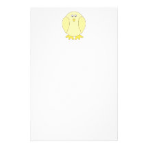 Cute Light Yellow Bird. Cartoon Chick. Stationery Paper