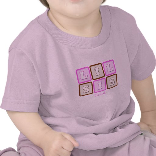 Cute Lil Sis Word Block with Name Tees