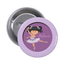 Cute lilac Ballerina 1 Custom Name Button