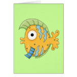 Cute Little aTropical Ocean Fish Cartoon Character Greeting Cards
