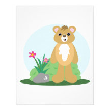 cute little bear standing outside personalised invite
