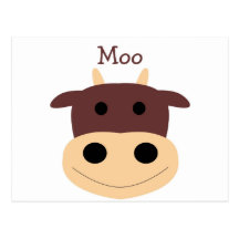 Cute little brown cow postcard