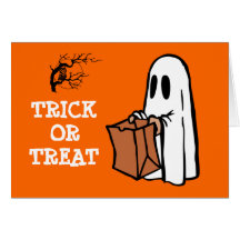 Cute Little Ghost Trick or Treat Halloween Card
