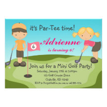 Cute Little Girl Golf Birthday Party Invitation