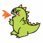 cute little green fire dragon monster photo sculpture