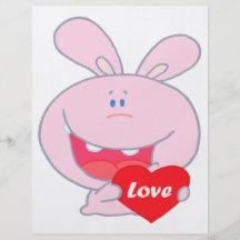 cute little love bunny cartoon character flyer design