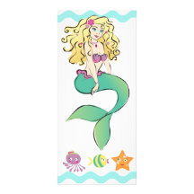 Cute Little Mermaid Rack Card Template