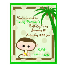Cute Little Monkey Birthday Invitation
