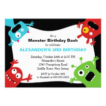 CUTE Little Monster Bash Birthday Party Custom Invitation