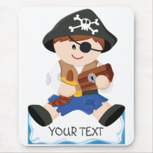 Cute little pirate brown hair mouse pad