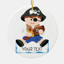 Cute little pirate brown hair christmas tree ornament