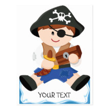 Cute little pirate brown hair post card