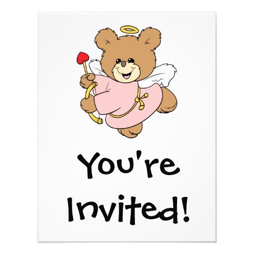 cute little valentine cupid teddy bear design custom announcements