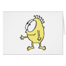 cute little yellow monster greeting card