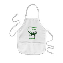 Cute Lizard Green Chef Custom Child's Apron