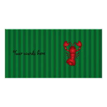 Cute lobster green stripes photo cards