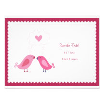 Cute Love Birds Save the Date Wedding Announcement