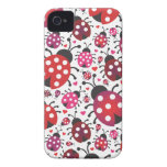 Cute love ladybug polka dot heart pattern Case-Mate iPhone 4 cases