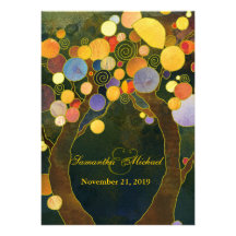 Cute Love Trees Wedding Invitations (Creamy Back)