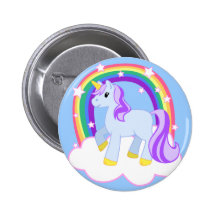 Cute Magical Unicorn with rainbow (Customisable!) Pinback Button