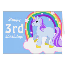 Cute Magical Unicorn with rainbow (Customisable!) Cards