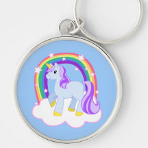 Cute Magical Unicorn with rainbow (Customisable!) Key Chain