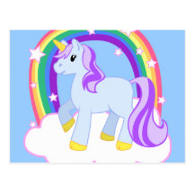 Cute Magical Unicorn with rainbow (Customisable!) Postcard