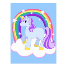 Cute Magical Unicorn with rainbow (Customisable!) Post Card