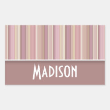 Cute Mauve, Brown Stripes Rectangle Stickers