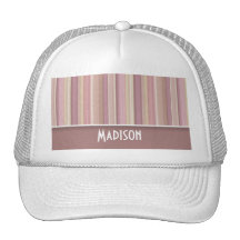 Cute Mauve, Brown Stripes Trucker Hats