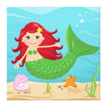 Cute mermaid canvas print