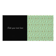 Cute Mint Green and Gold Swirly Vines Pattern Picture Card