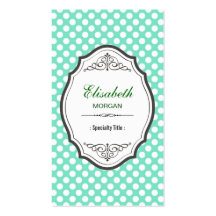 Cute Mint Green Polka Dots Elegant Vintage Frame Business Card Templates